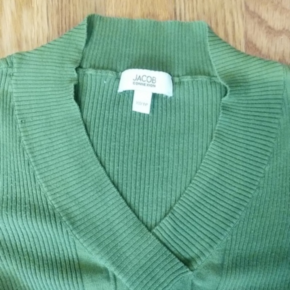 JACOB CONNEXION GREEN V NECK LONG SLEEVE XS - Picture 7 of 7